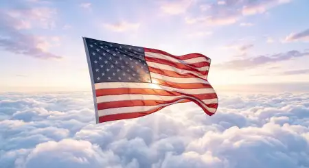 Free Usa Flag Images With Dramatic Clouds And Blue Sky Background Background Image Download