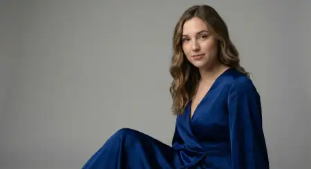 USA Magazine Style Fashion Photoshoot Blue Dress Model Soft Lights - Free Photo Download