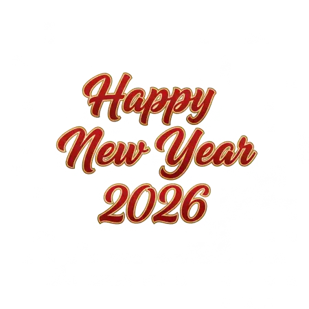 Free Happy New Year 2026 Png Text Clean Cut PNG Image Download