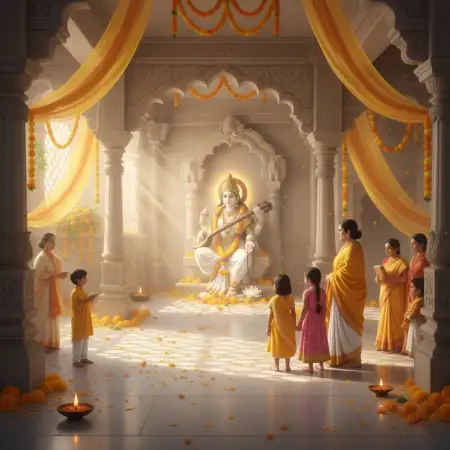 Vasant Panchami Background For Puja Invitation - Free Vasant Panchami Background Download