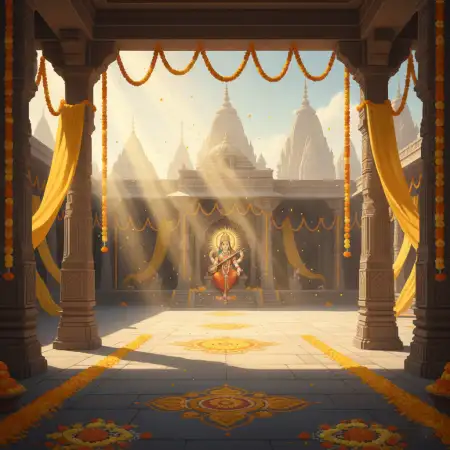 Vasant Panchami Background For Temple Banner - Free Vasant Panchami Background Download