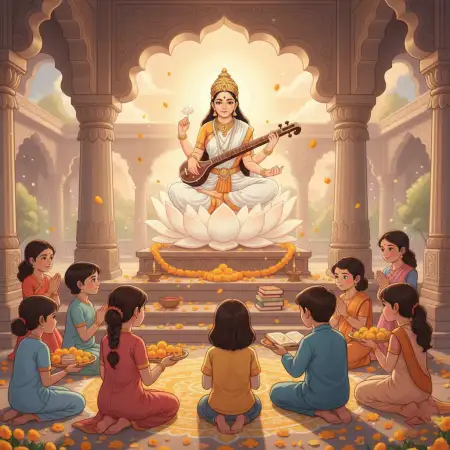 Vasant Panchami Background Saraswati Puja Theme - Free Vasant Panchami Background Download