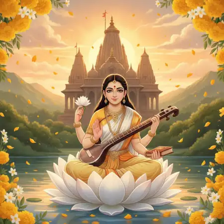 Vasant Panchami Background With Flowers - Free Vasant Panchami Background Download