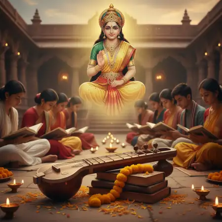 Vasant Panchami Background With Kalash - Free Vasant Panchami Background Download