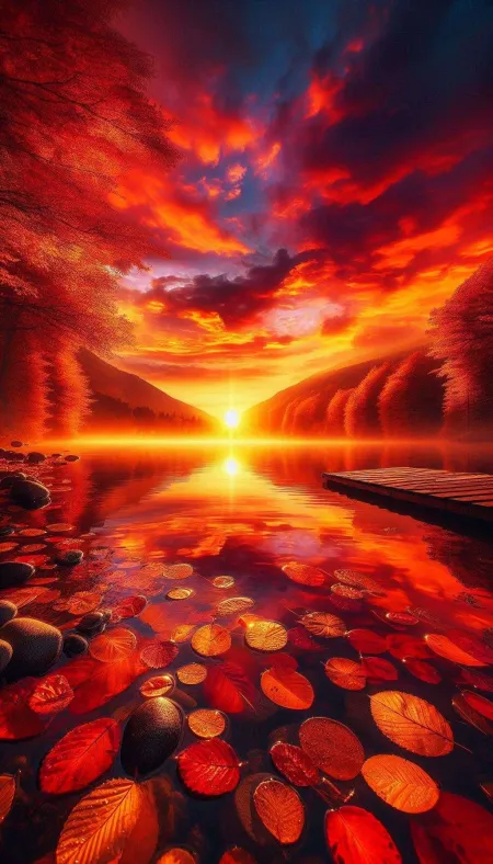 Vibrant Autumn Sunset Wallpaper Background For Mobile Devices - Free Background Download