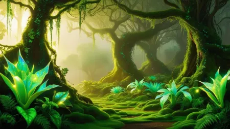 Vibrant Green Nature Background Images With Glowing Plants - Free Nature Background Download