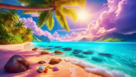 Vibrant Tropical Beach Nature Backgrounds For Desktop - Free Nature Background Download