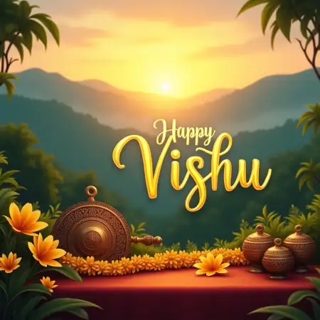 Vishu Festival Png With Flowers - Free Related Happy Vishu Image