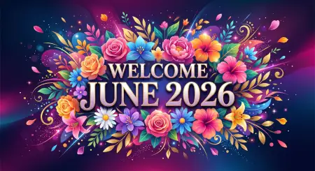 Welcome June 2026 Floral Facebook Post Design - Free Welcome June Download