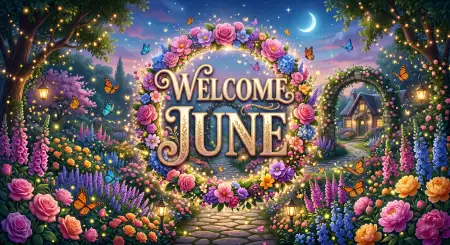 Welcome June 2026 Flower Background Social Post - Free Welcome June Download