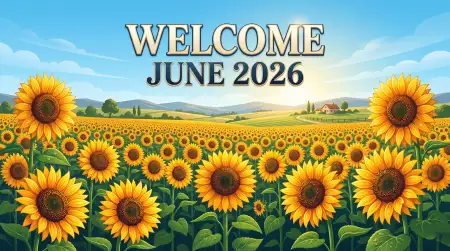 Welcome June 2026 Summer Sunshine Social Graphics - Free Welcome June Download