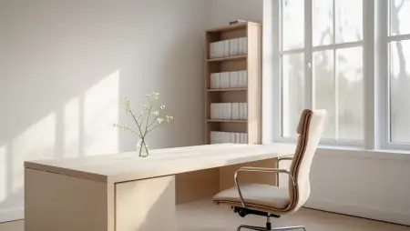 White Minimalist Office Background Image - Free Zoom Background Download