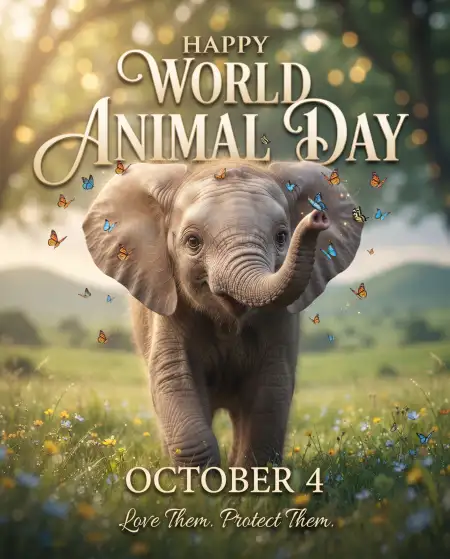 world animal day cute animal illustration 2026 - World Photography Day 2026 Photography Illustration