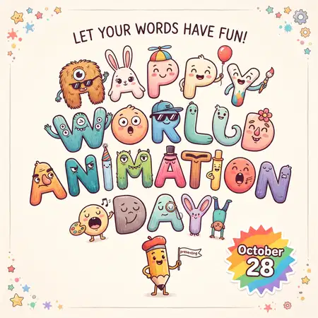 world animation day 2026 artistic greeting design