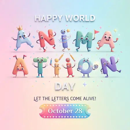 world animation day 2026 cartoon typography design - Womens Day 2026 Typography Design