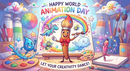 world animation day 2026 colorful cartoon art