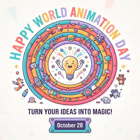 world animation day 2026 colorful vector design
