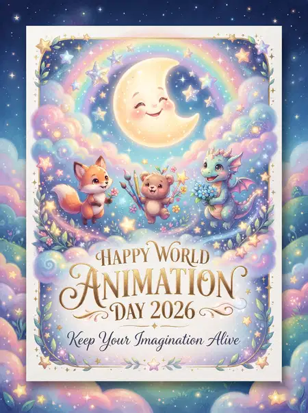 world animation day 2026 cute animation poster