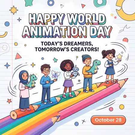 world animation day 2026 kids cartoon poster