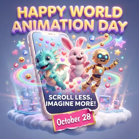 world animation day 2026 retro cartoon poster