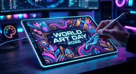 Free World Art Day Flex Design Image Download