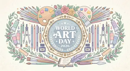 World Art Day Frame Png - Free World Art Day 2026 Wishes Download
