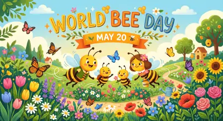 World Bee Day 2026 Cute Bee Cartoon - Free World Bee Day 2026 Download