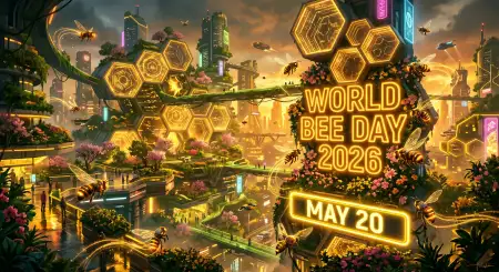 World Bee Day 2026 Honeycomb Background - Free World Bee Day 2026 Download