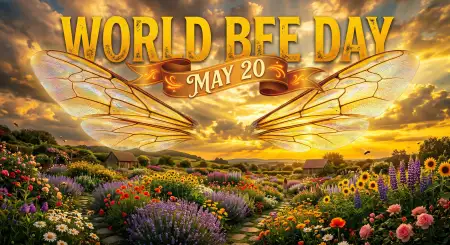 World Bee Day 2026 Realistic Flower Field - Free World Bee Day 2026 Download