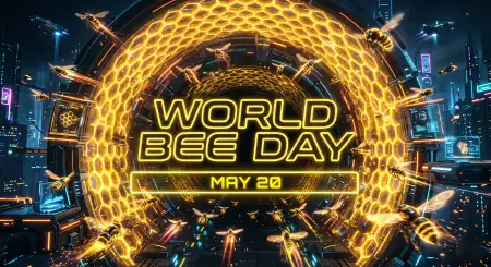 World Bee Day 2026 Yellow Background - Free World Bee Day 2026 Download