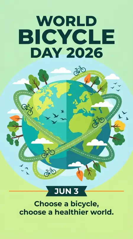 World Bicycle Day 2026 Green Transportation Poster - Free World Bicycle Day 2026 Download