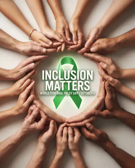 world cerebral palsy day green ribbon background 2026 - World Cerebral Palsy Day