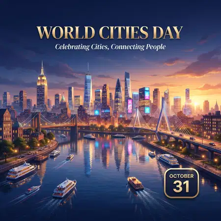 world cities day 2026 digital art greeting - World Cities Day 2026