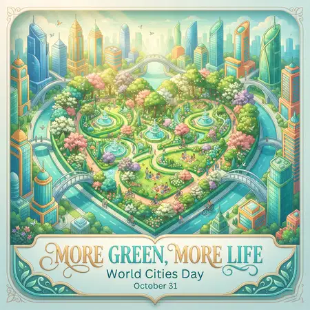 world cities day 2026 green city illustration - World Cities Day 2026