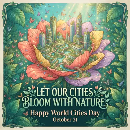 world cities day 2026 nature and city illustration - World Cities Day 2026