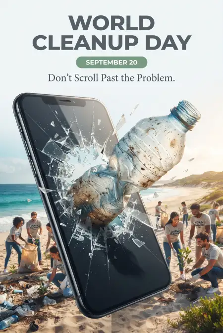 world cleanup day say no to plastic poster - World Cleanup Day 2026