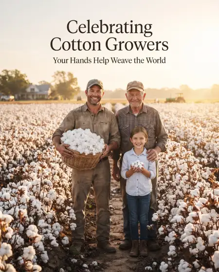 world cotton day cotton flower greeting card