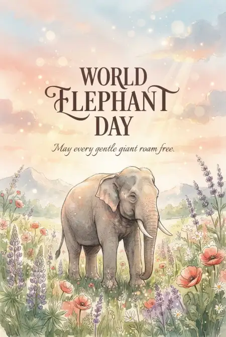 World Elephant Day 2026 Cute Elephant Illustration - Free World Elephant Day 2026 Download
