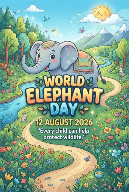 World Elephant Day 2026 Kids Awareness Poster - Free World Elephant Day 2026 Download