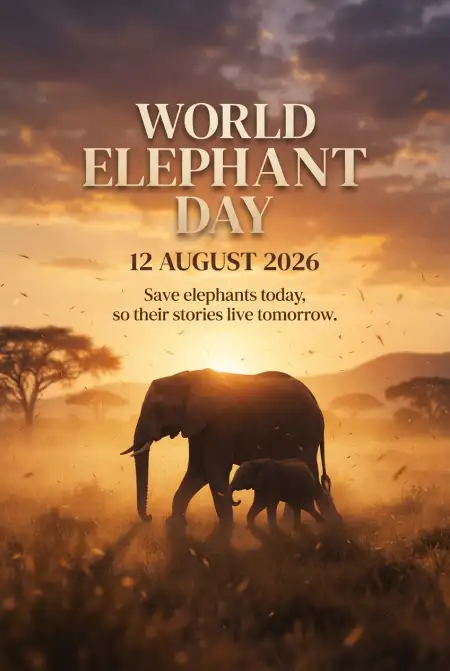 World Elephant Day 2026 Save Elephants Poster - Free World Elephant Day 2026 Download