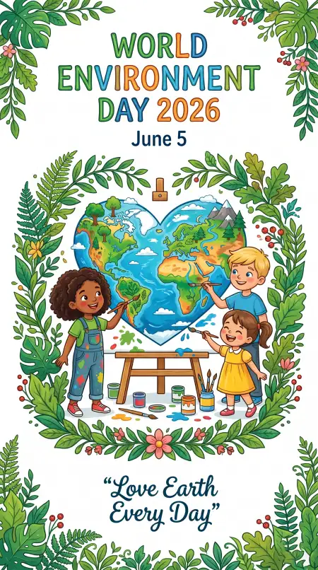 World Environment Day Coloring Page For Children - Free World Environment Day Kids Artwork 2026 Download