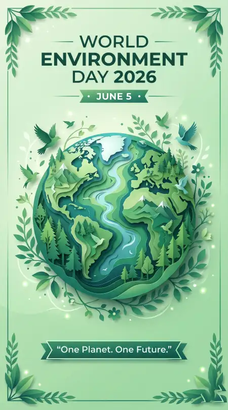 World Environment Day Poster Ideas With Green Landscape Illustration - Free World Environment Day Poster Ideas 2026 Download