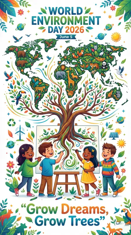 World Environment Day Tree Planting Drawing For Kids - Free World Environment Day Kids Artwork 2026 Download