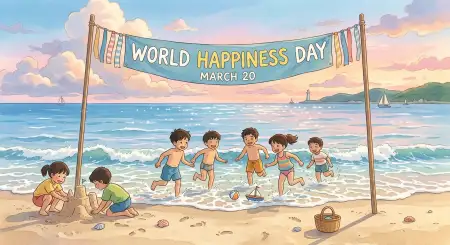 Free World Happiness Day 2026 Cartoon Illustration Prompt Image Download