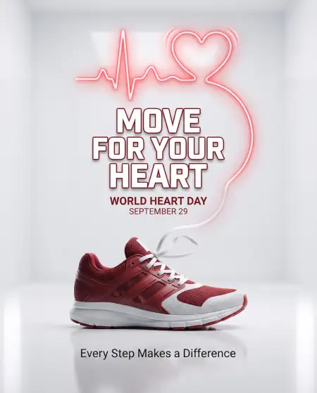 world heart day 2026 exercise for healthy heart poster