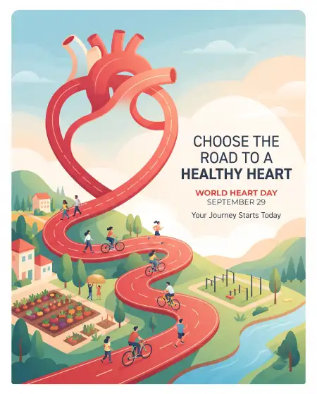 world heart day 2026 healthy lifestyle poster - World Heart Day 2026