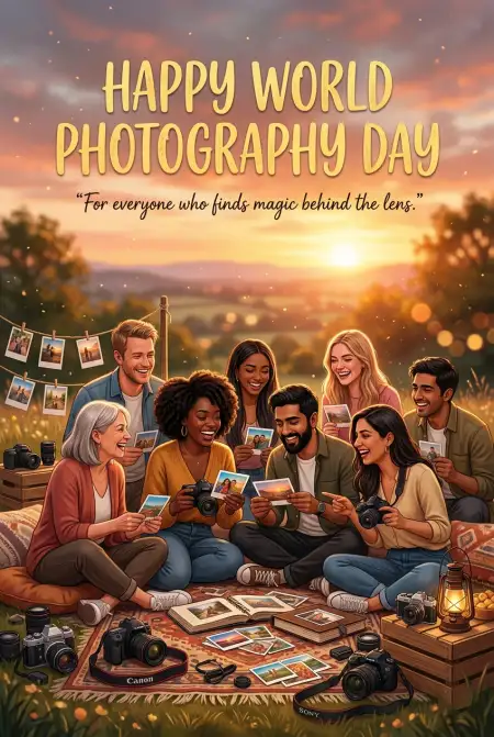Free World Photography Day 2026 Cartoon Illustration Image Download