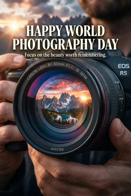 Free World Photography Day 2026 Dslr Camera Poster Image Download