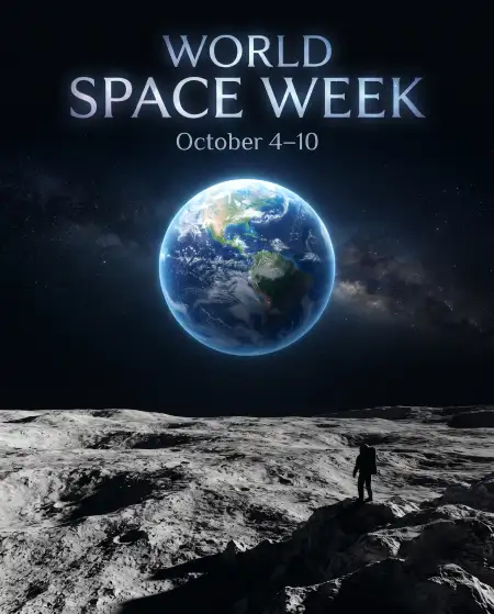 world space week earth and moon