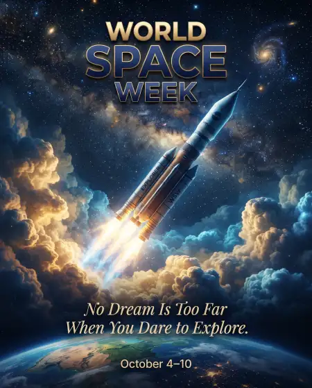 world space week rocket in space - World Space Week 2026